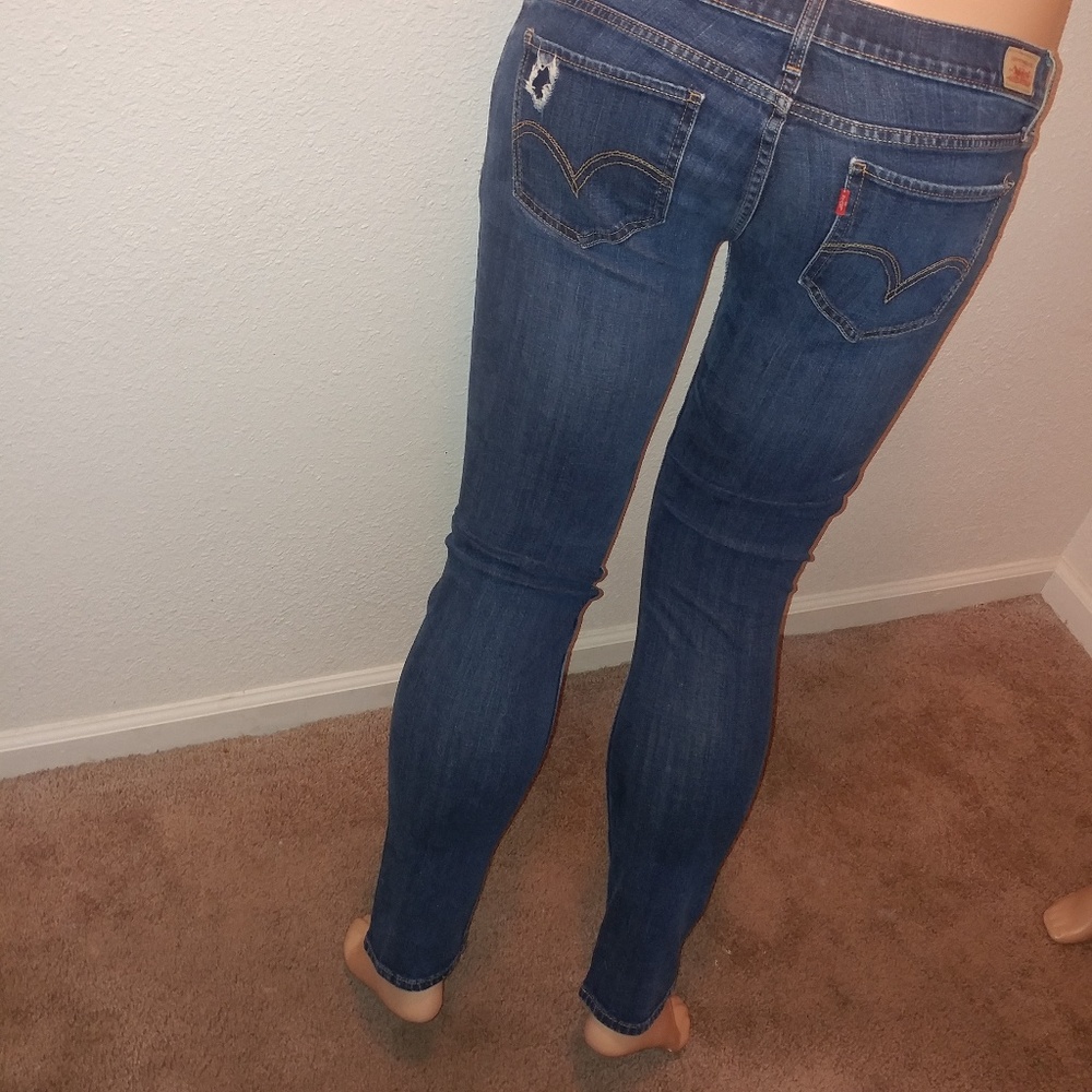SOLD • Levi's • y2k denim blue jeans distressed too superlow skinny fit [15] - Picture 3 of 9